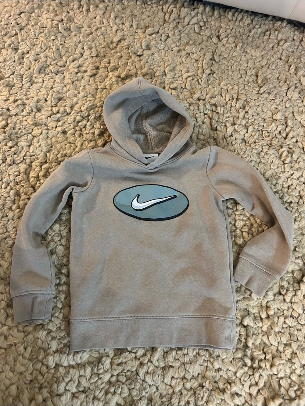 Nike Kids Gray Hooded Sweatshirt with Swoosh Oval